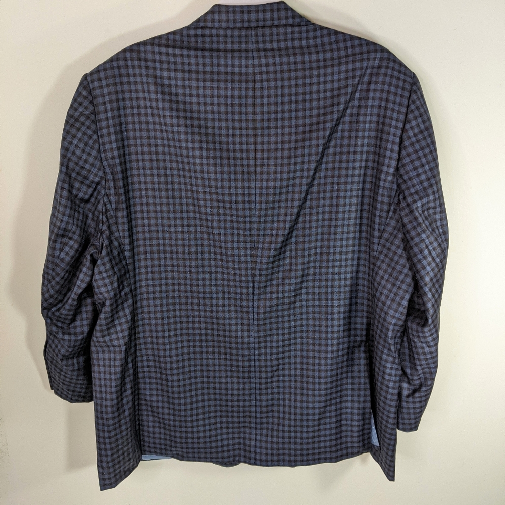 Mens Blue Plaid Blazer 51 Virgin Wool J Hilburn New with Tags - Picture 2 of 13